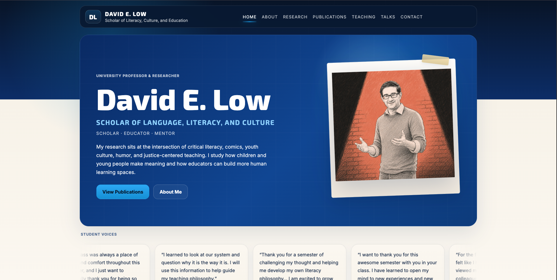 David E. Low website preview