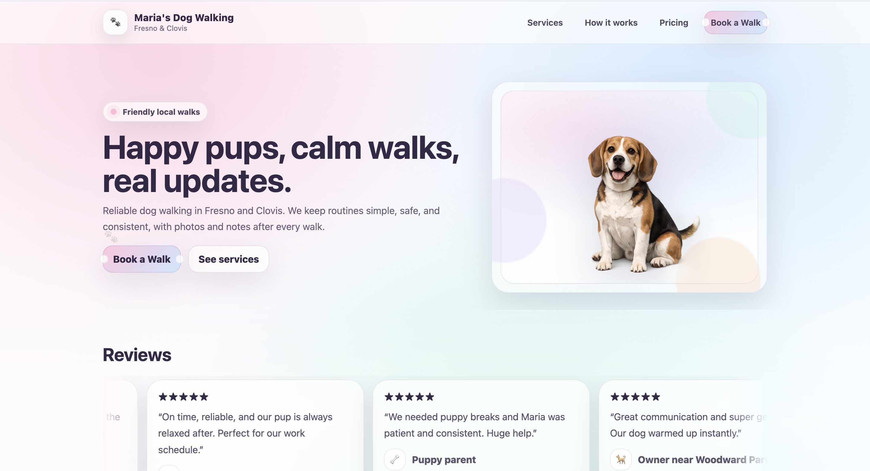 Dog Walking Business website preview